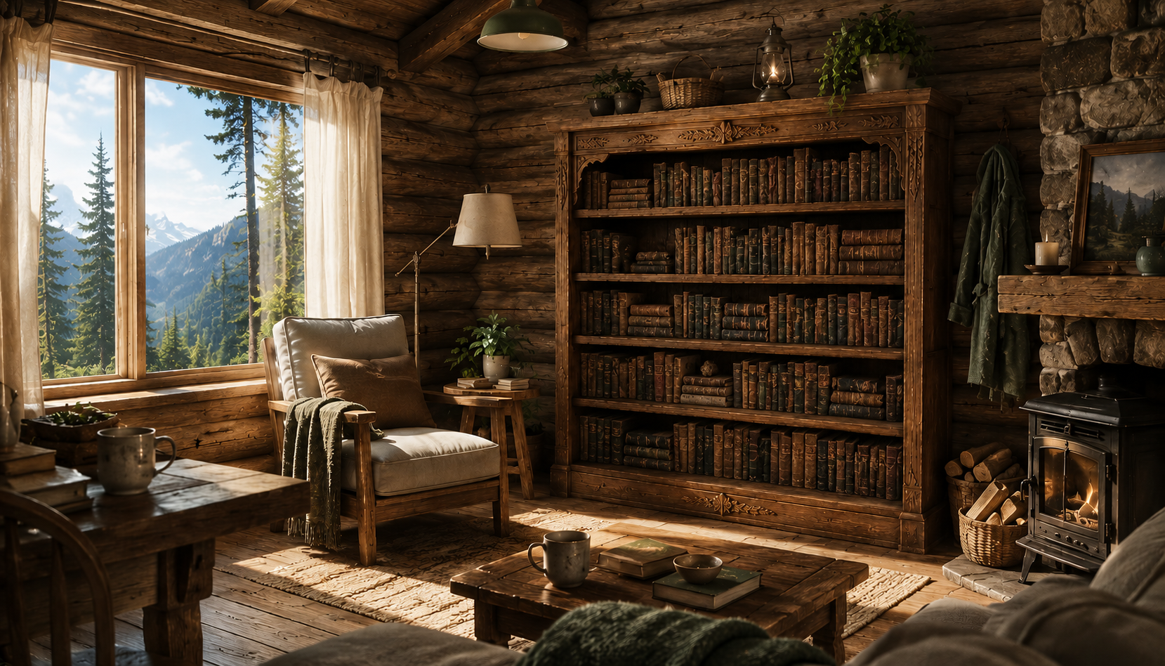 Een houten boekenkast vol verhalen